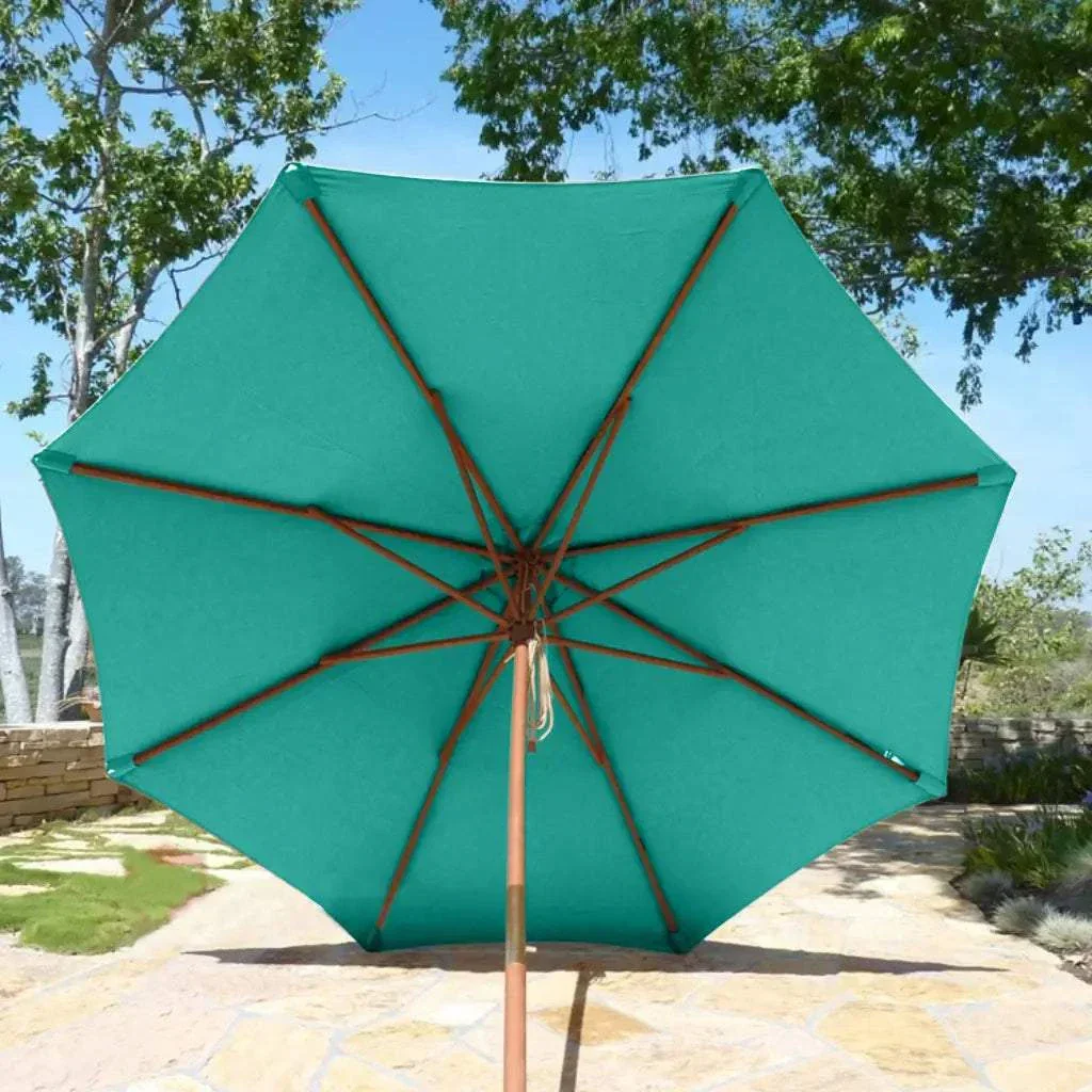 9ft Market Patio Umbrella 8 Rib Replacement Canopy Turquoise Olefin - Image 9