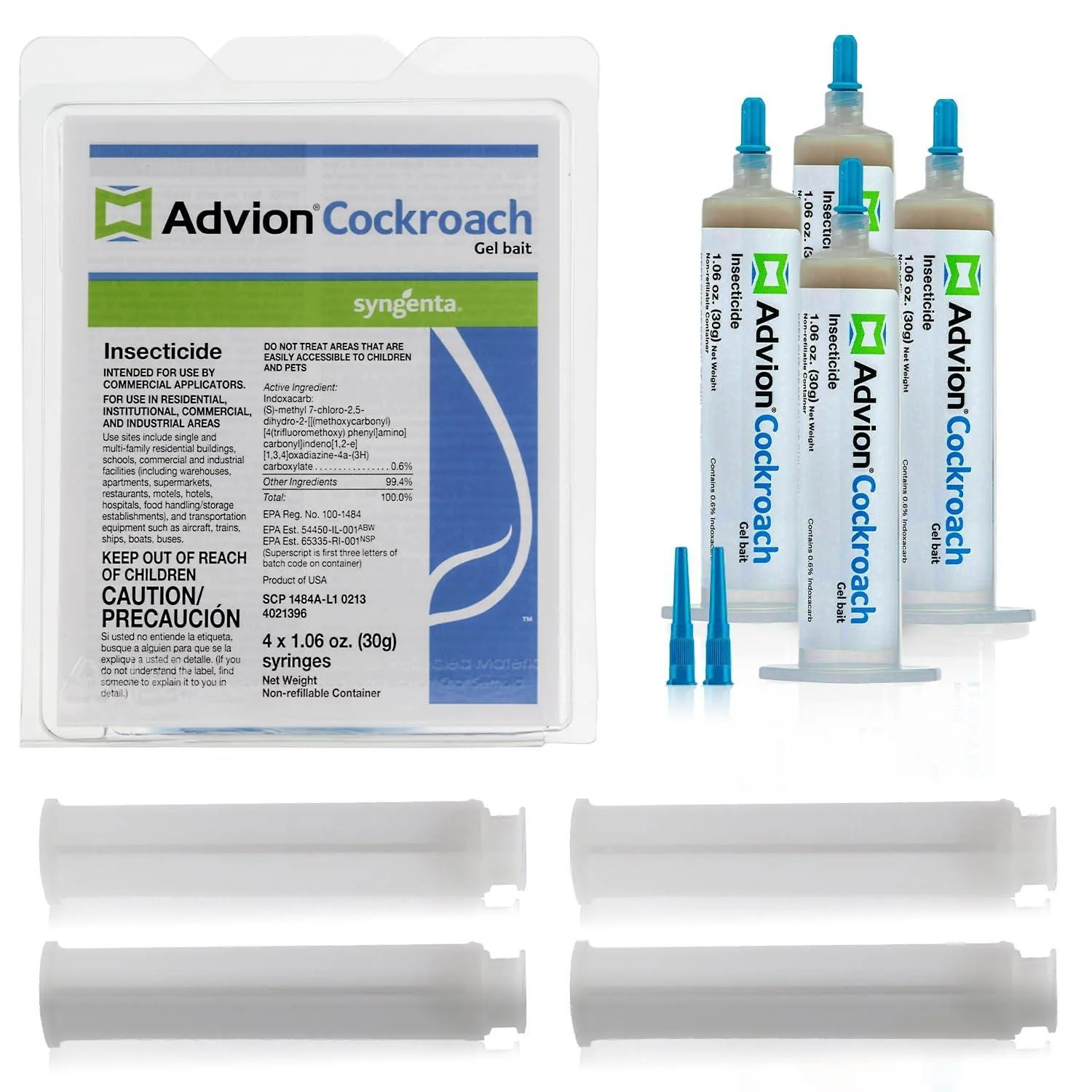 Advion Cockroach Gel Bait, 4 Tubes x 30-Grams, 4 Plunger and 4 Tips, German Roach Insect Pest Control, Indoor and Outdoor Use, Roach Killer Gel for American, German and Other Major Cockroach Species - Image 2