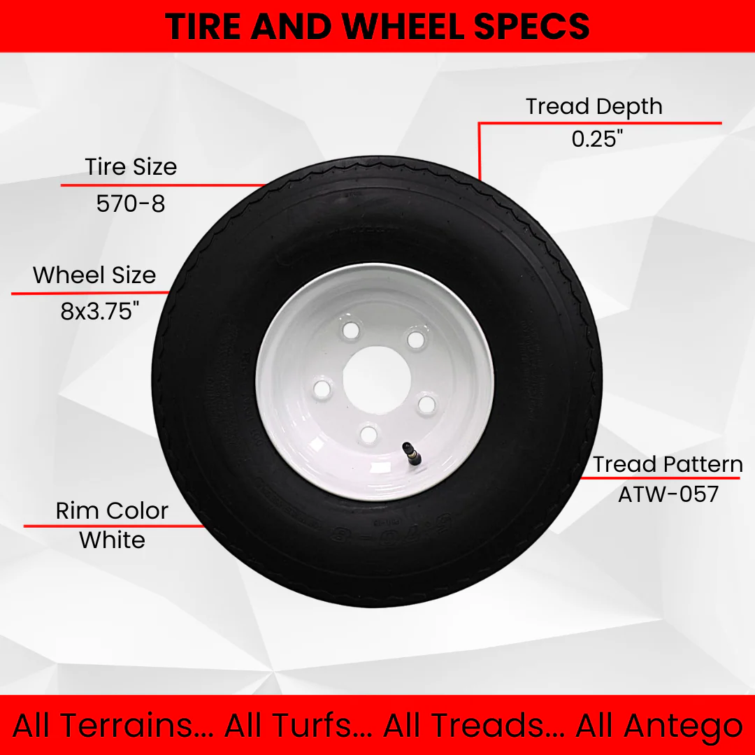 Antego Tire and Wheel (Set of 2) 5.70x8 Trailer Tire and Wheel Assemblies, White 5 Lug Trailer Tires and Wheels, 6 Ply, Load Range C - Image 5