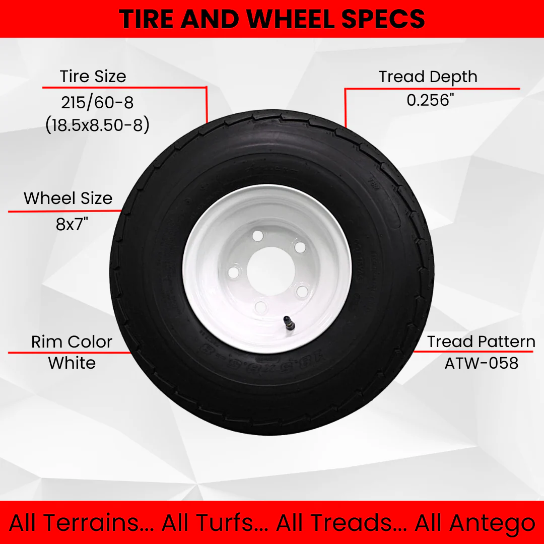 Antego 5-hole 8" x 7" White Trailer Wheel & Tire 215/60-8 (18.5x8.50-8) 6ply - Image 5