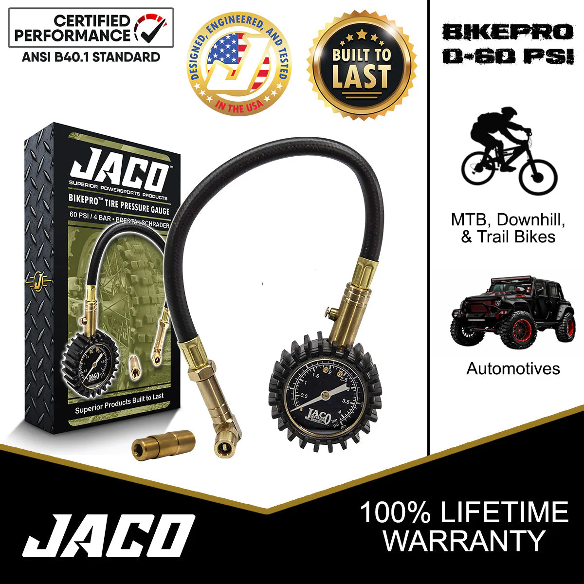 BikePro™ Presta Tire Pressure Gauge - 60 PSI | Presta & Schrader (Mountain Bikes) - Image 7