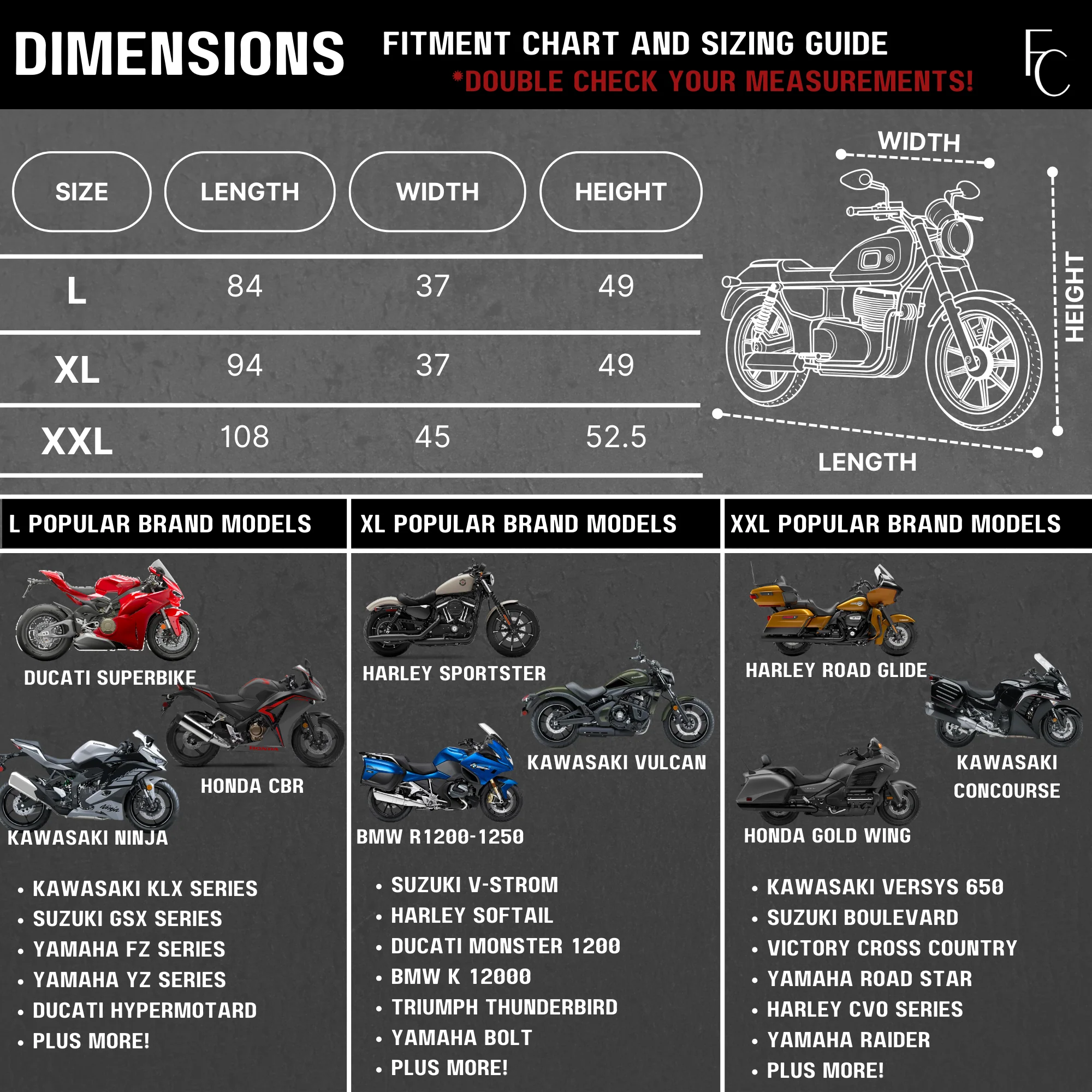 Deluxe All Season Light Weight Motorcycle Cover (L) Black - Image 2