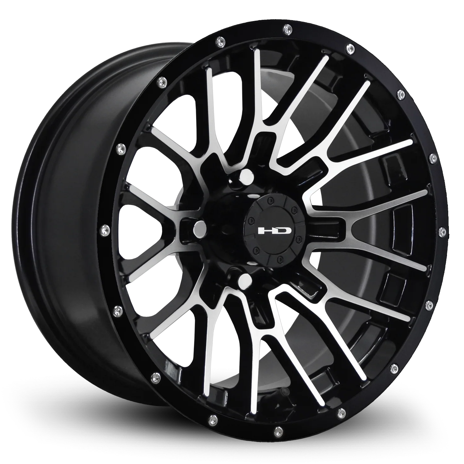 HD Golf RTC 12x7 -14 4x101.6mm 68.2mm Gloss Black/Mchnd Fc Blk Riv