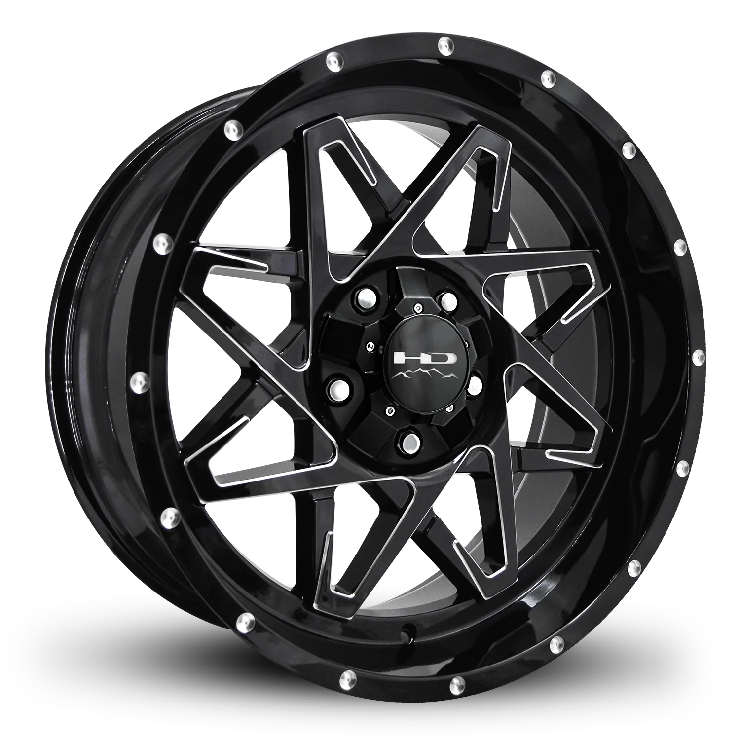 HD Offroad Caliber 20x9 +0 5x127/5x139.7mm 106.2mm Gloss Black/Milled Edge