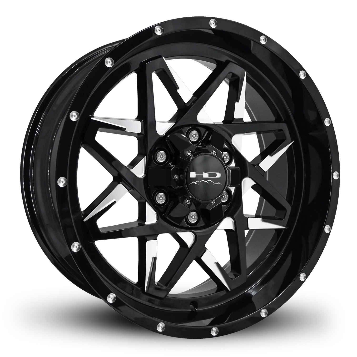 HD Offroad Caliber 20x9 -10 6x135/6x139.7mm 106.2mm Gloss Black/Milled Face
