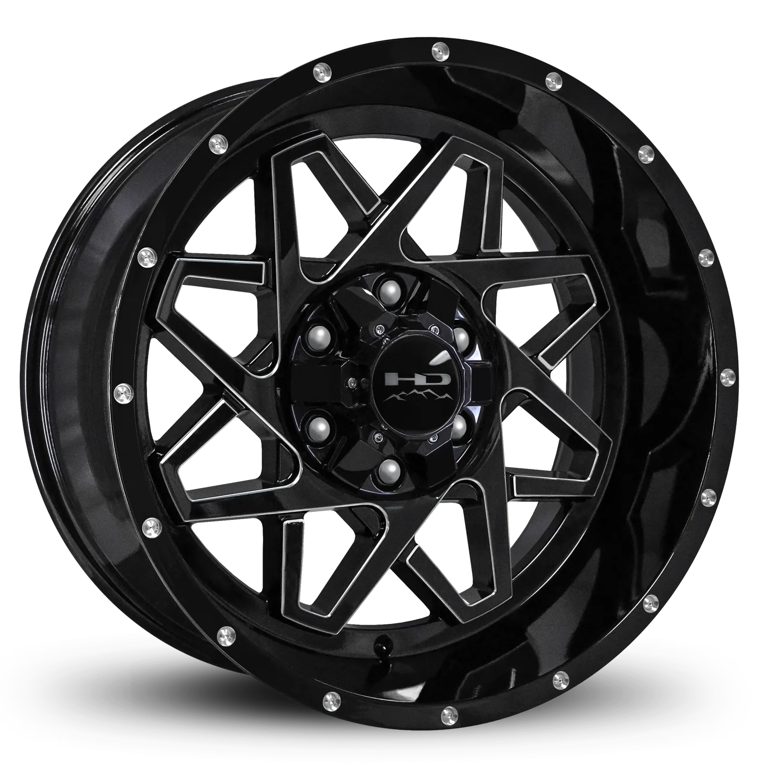HD Offroad Gridlock 20x10 -40 6x135/6x139.7mm 106.2mm Gloss Black/Milled Edge