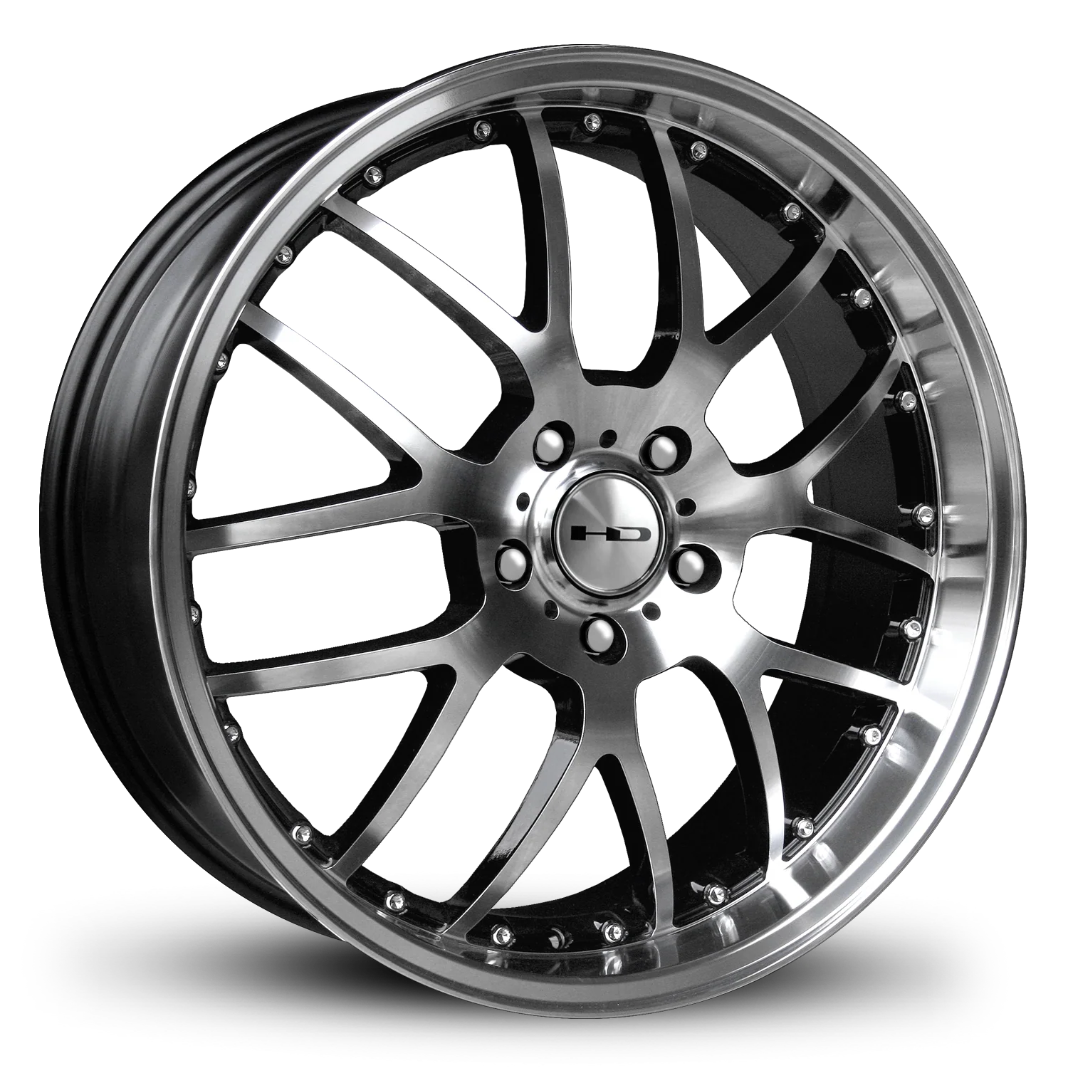 HD Wheels MSR 17x7.5 +35 5x100mm 73.1mm Gloss Black/Mchnd Fc Chr/Riv