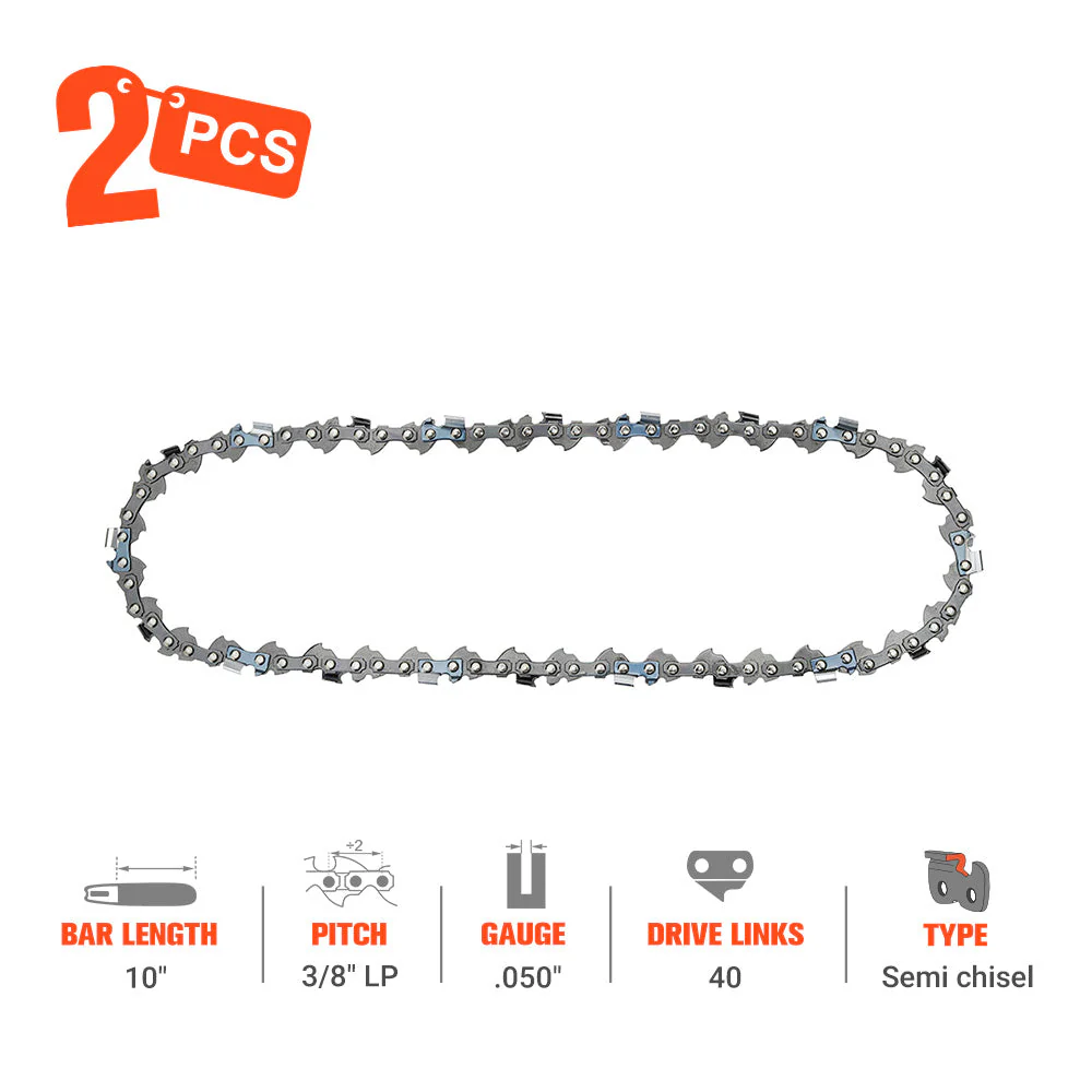 Hipa 10 Inch Chain 3/8 LP .050 40 DL For Sun Joe Swj803e Oregon S40 Worx WG309 Remington RM1015PS RM1025P RM1025SPS Pole Saw Chainsaw - Image 7