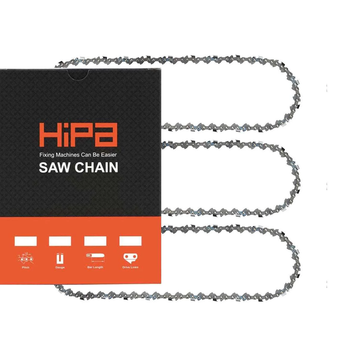 Hipa 14 Inch Low Kickback Chain 3/8 LP .043 52 DL for S52 Worx WG384 Husqvarna H38-52 120i 136Li 436Li EGO CS1401 CS1400 RYOBI RY40502 Chainsaw