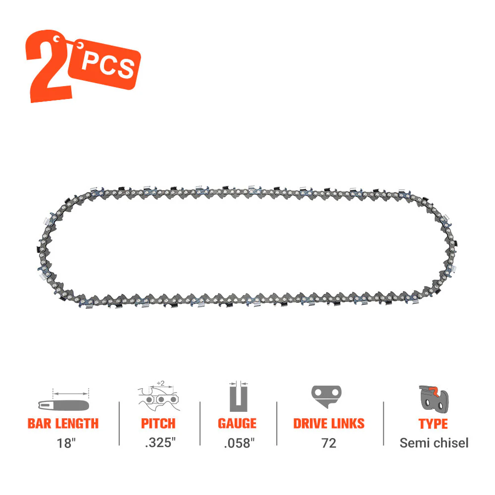 Hipa 18 Inch Ripping Chain .325 .058 72 DL For Husqvarna 455 445 55 Rancher Jonsered Echo CS450p CS450 CS530 CS400 Chainsaw - Image 2
