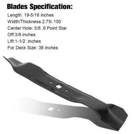 Hipa 942-0610A Mulching Blades for Bolens Cub Cadet Troy Bilt Huskee LT3800 38 inch Deck Lawn Mower Replace for 742-0610 742-0610A 942-0610 (2 Pack) - Image 2