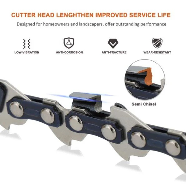 Hipa Chainsaw Chain for 14 Inch (35cm) Bar, 52 Drive Links, 3/8 LP Pitch .050  Gauge, Low-Kickback fits for Husqvarna, McCulloch, Makita, Oregon & More (91P052X3) - Image 2