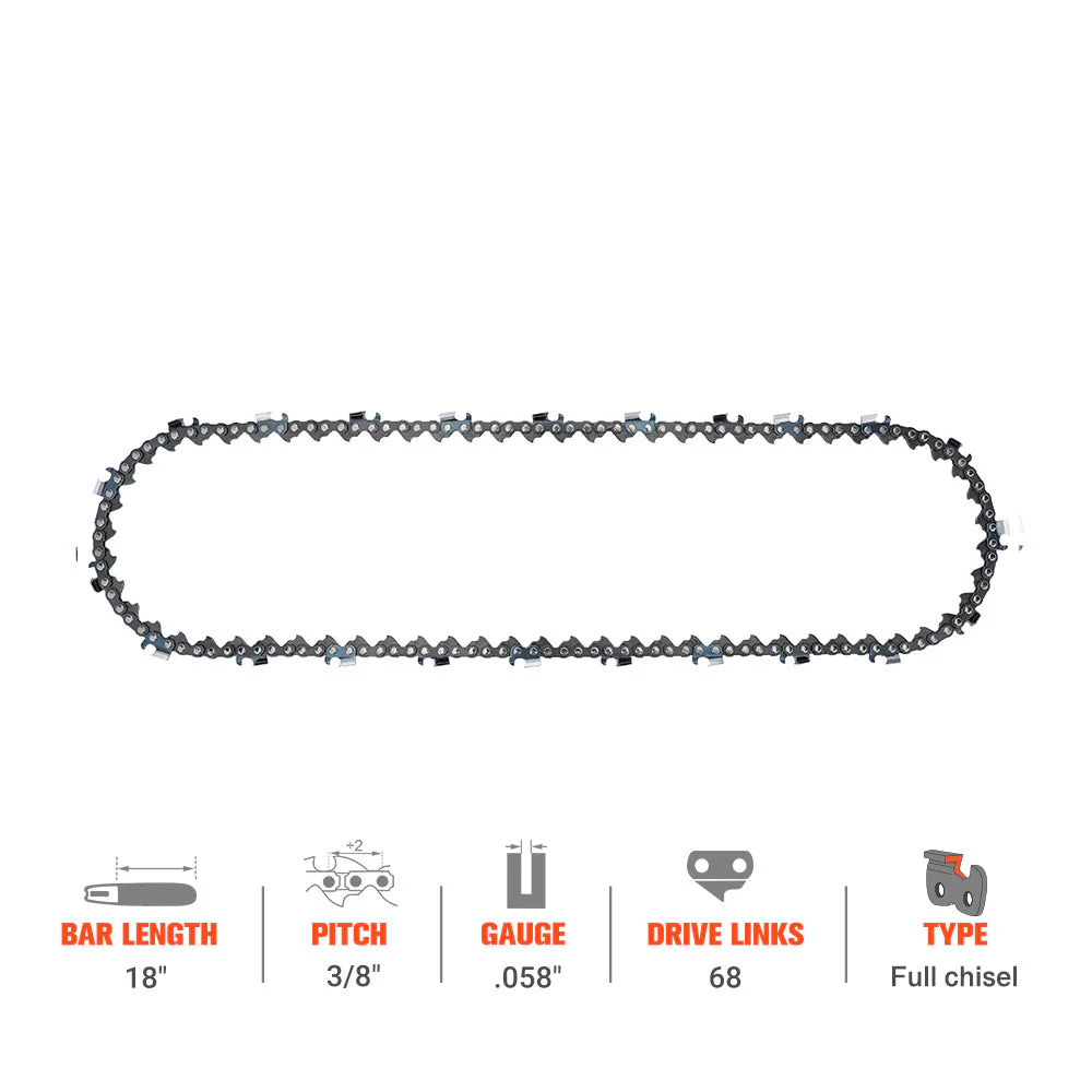 Hipa Full Skip Chain 3/8" .058" 68 DL 18 Inch For Husqvarna 55 65 66 372xp 455 455e 460 576xp Chainsaw - Image 2