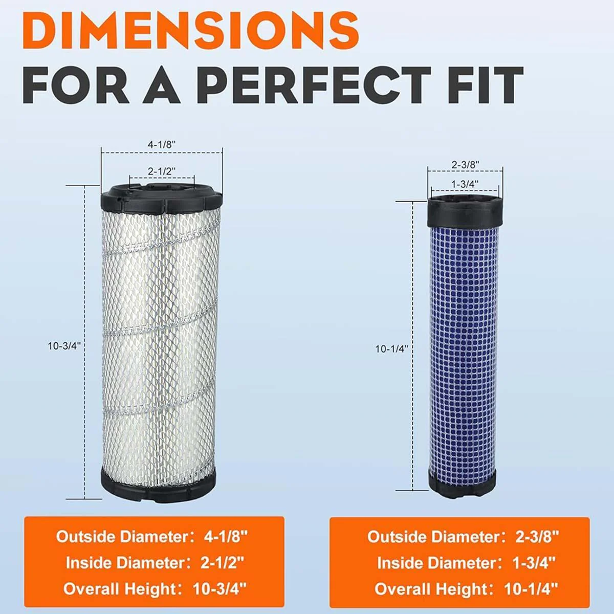 Hipa KH-25-083-01-S Air Filter for Kawasaki FX651V FX691V FX730V FX751V FX801V FX850V FD731V Engine Mower # 1013-7044 11013-7045 - Image 2