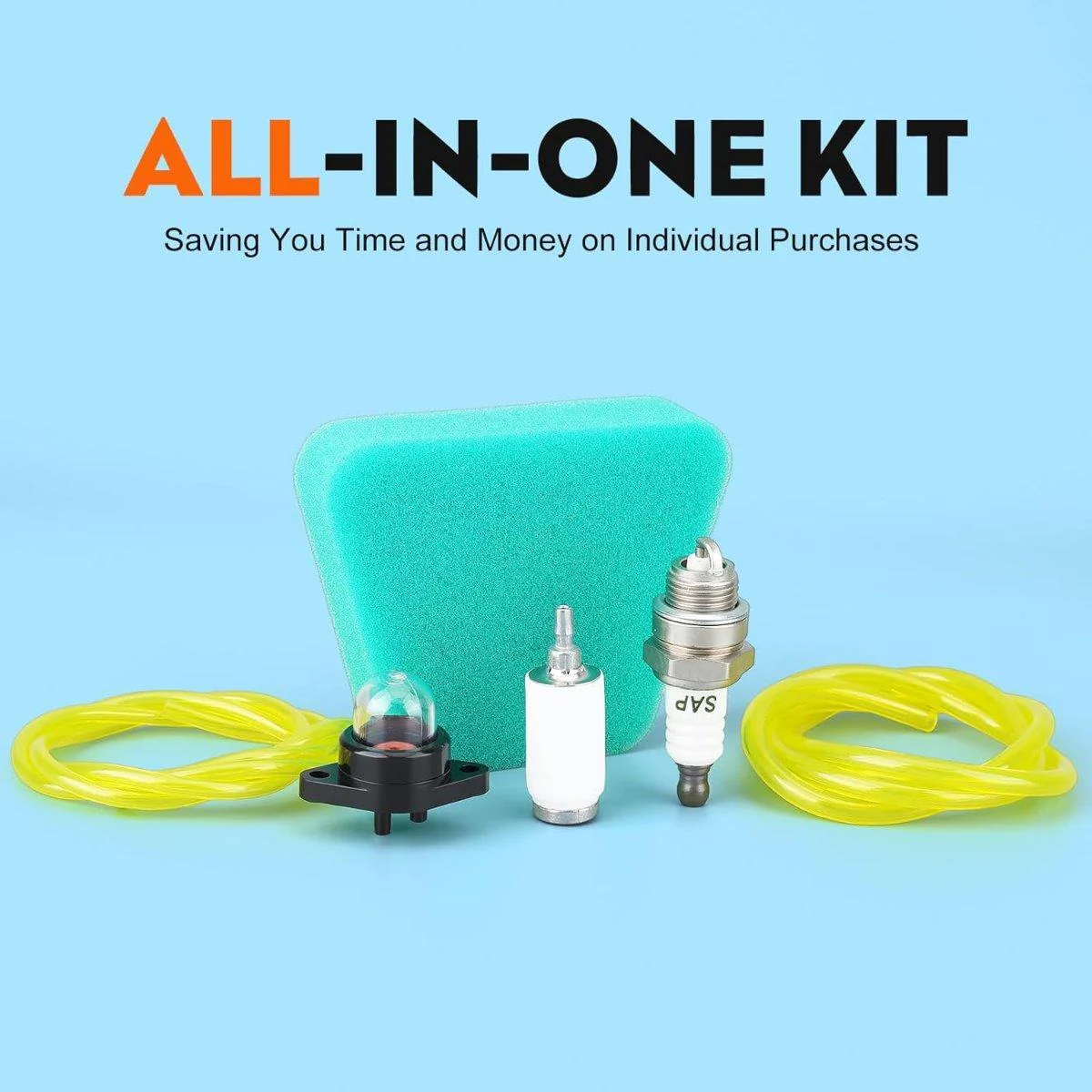 Hipa Parts for Poulan 2150 2375 1950 2055 Chainsaw Primer Bulb Pump with 530037793 Air Filter Fuel Filter Fuel Line Hose Tube Kit - Image 2