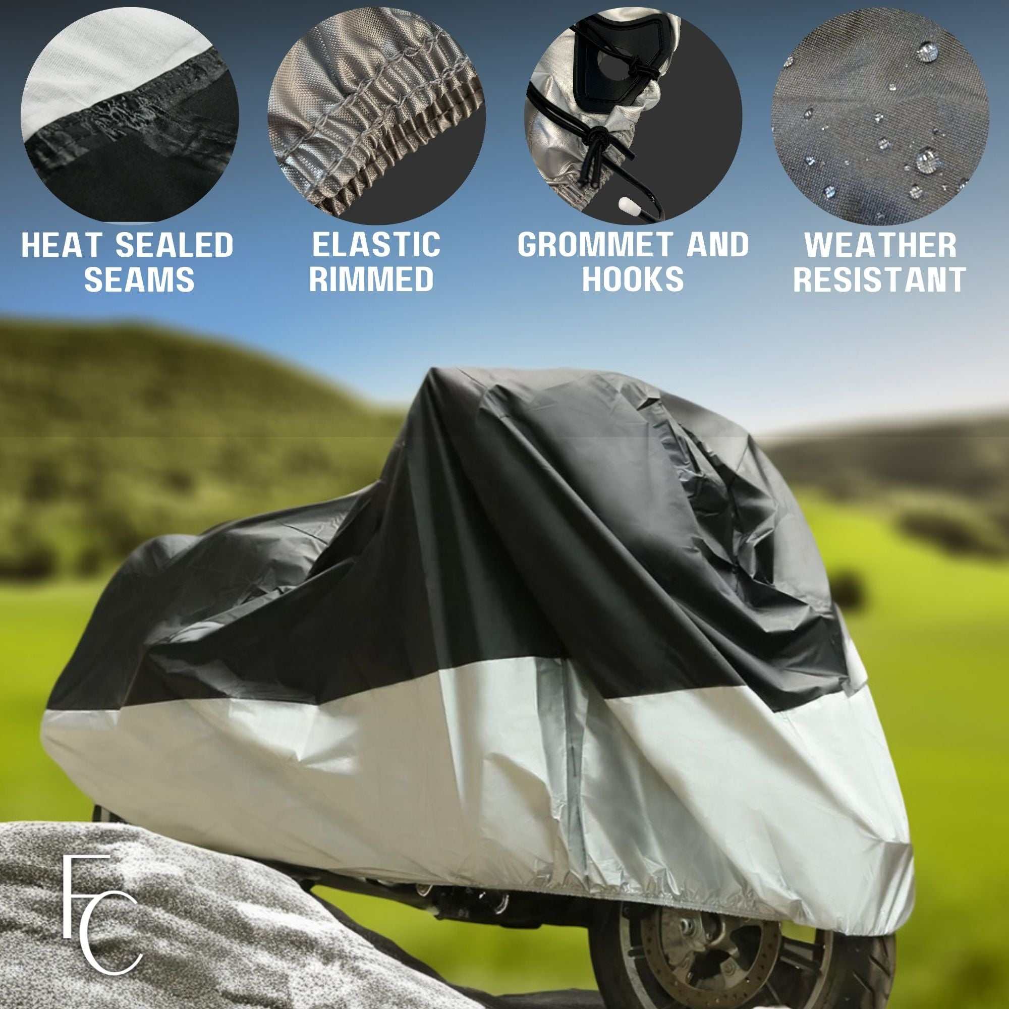 Light Weight Motorcycle Cover (XL) with Cable & Lock. Fits up to 94" Length Medium Cruiser, Large Sport Bike - Image 4