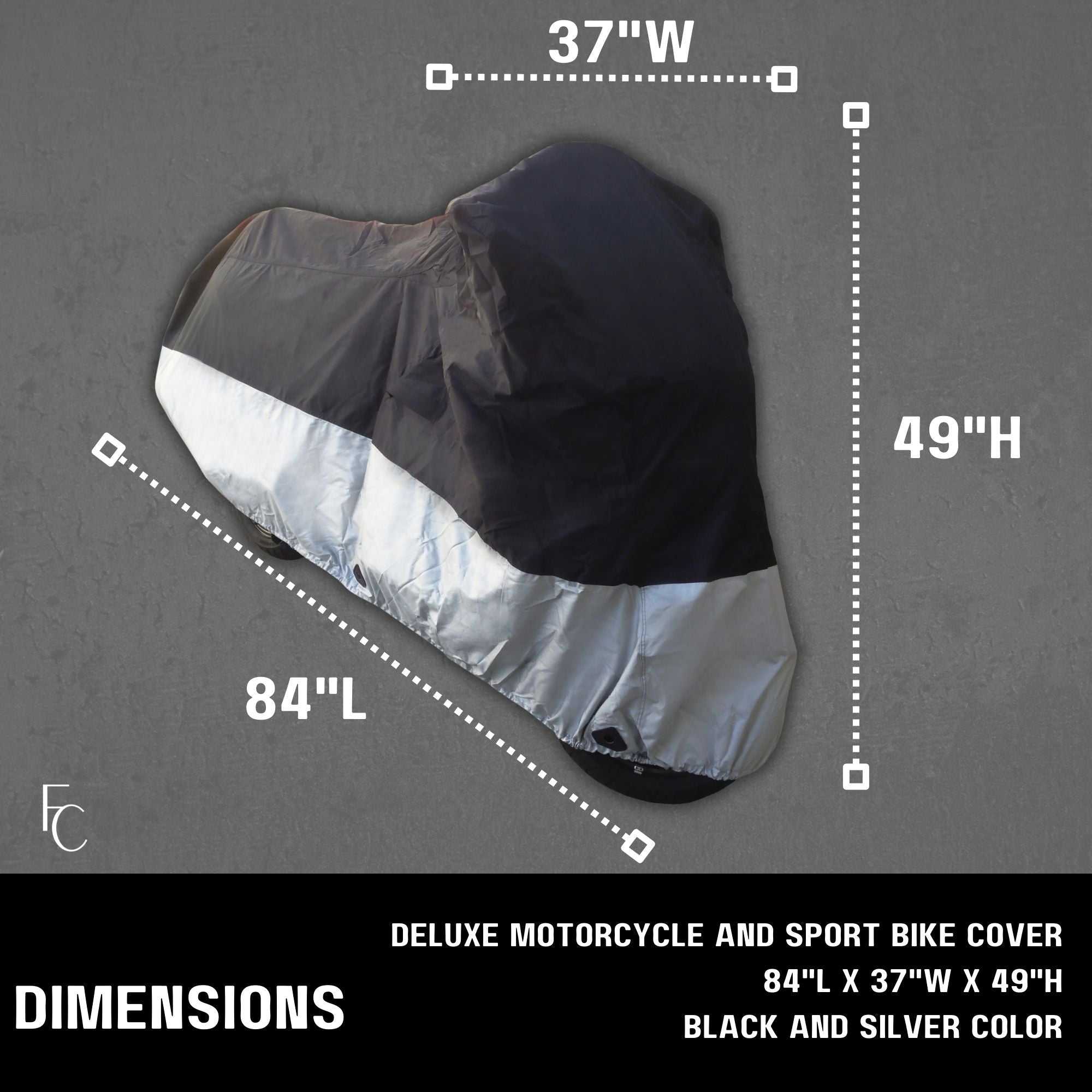Light Weight Motorcycle Cover (XL) with Cable & Lock. Fits up to 94" Length Medium Cruiser, Large Sport Bike - Image 5