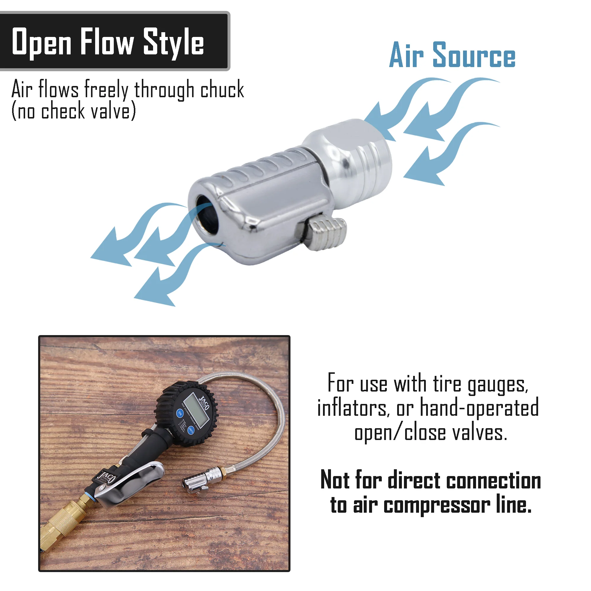 Lightning™ S2-Series Tire Air Chuck | Open Flow, 1/4" F-NPT (2 Pack) - Image 4