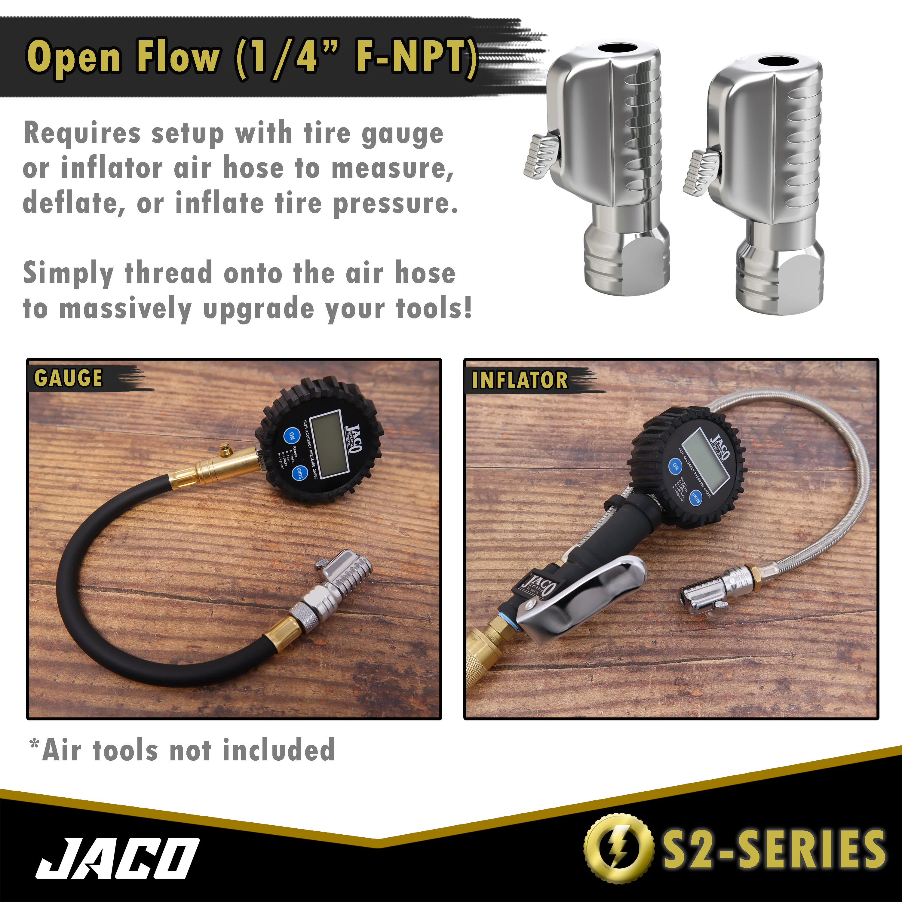 Lightning™ S2-Series Tire Air Chuck | Open Flow, 1/4" F-NPT (2 Pack) - Image 7