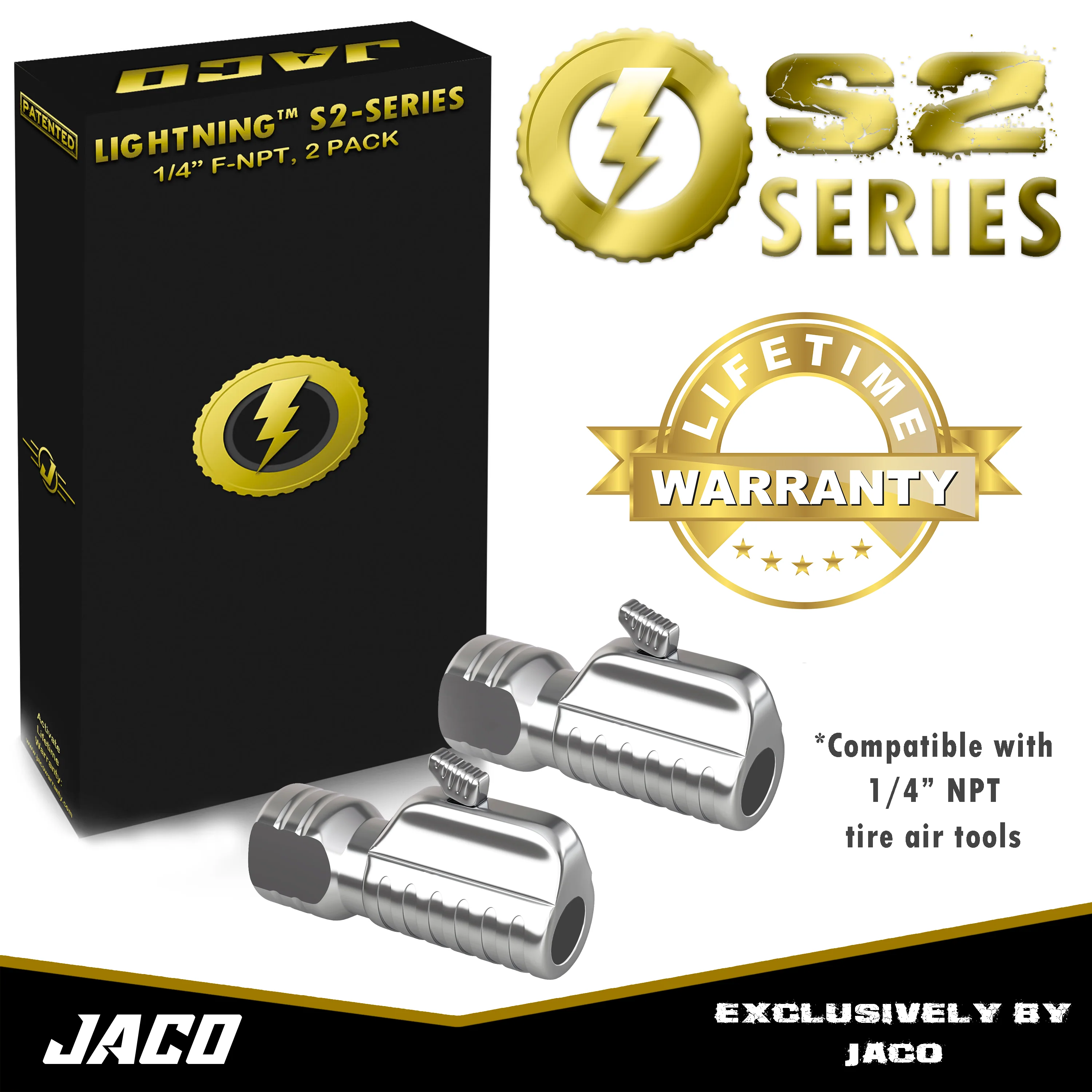 Lightning™ S2-Series Tire Air Chuck | Open Flow, 1/4" F-NPT (2 Pack) - Image 8