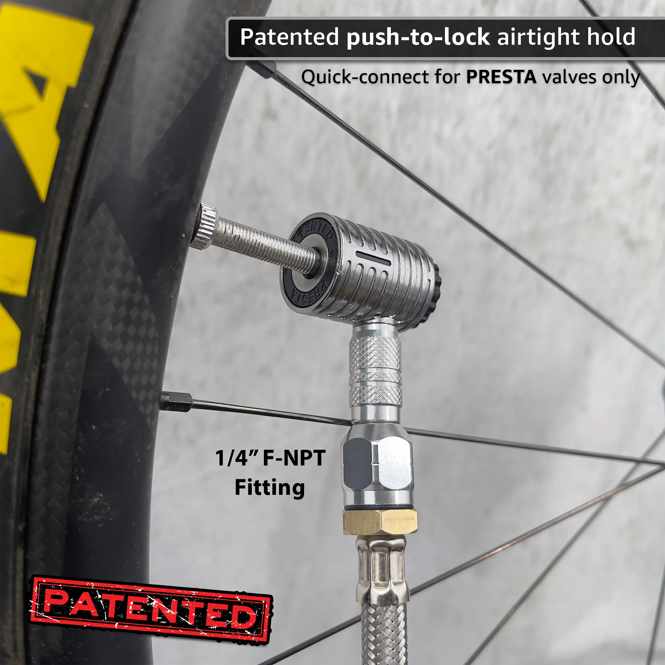 Lightning™ XP Locking Presta Air Chuck for Bike Tires - 1/4" F-NPT (Presta Valves) - Image 2