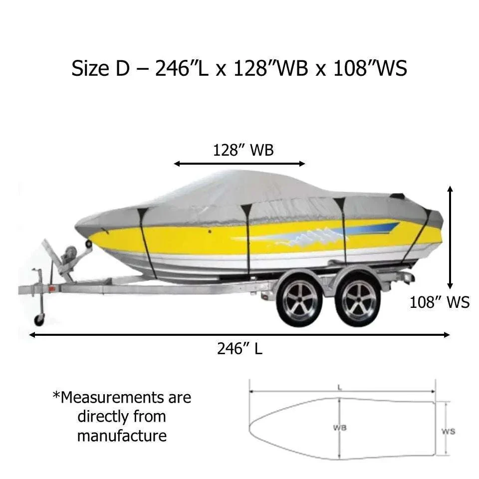 Premium 600 Denier Boat Cover Size D, fits 17ft to 19ft Boats - Image 3