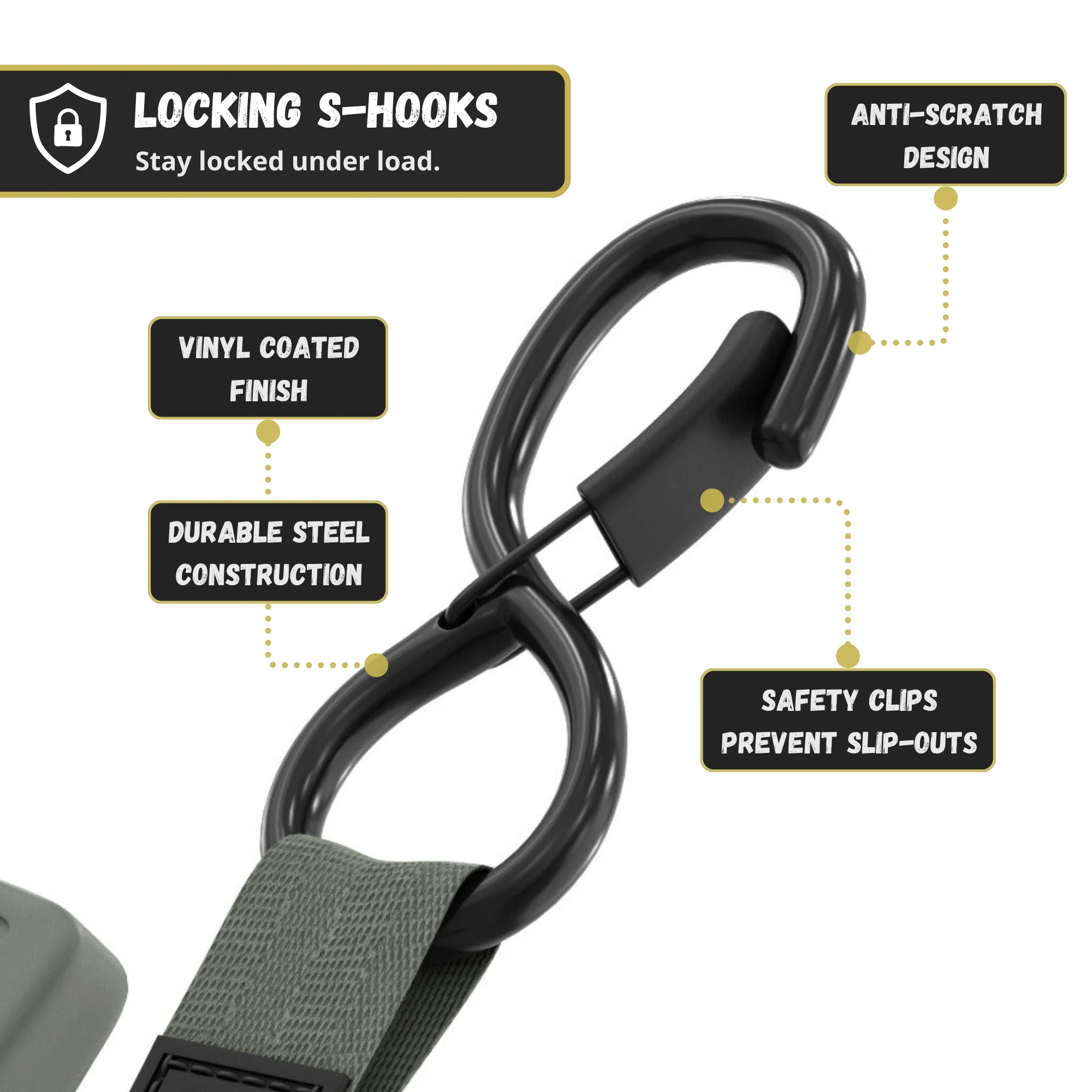 Retractable Ratchet Straps - 1" x 15 ft (1,760 lbs Break Strength) | Auto Self Retracting Cargo Tie Down Strap Set - Image 26