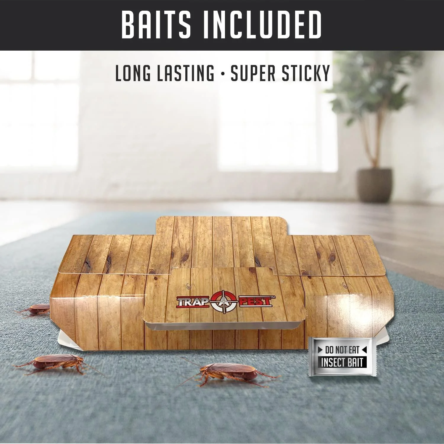 Roach Traps Indoor Sticky (18 Pack) - Glue Traps for Roaches Bug Traps with Roach Bait Traps - Long Lasting Non-Toxic Children and Pet Friendly - Trap a Pest - Image 4
