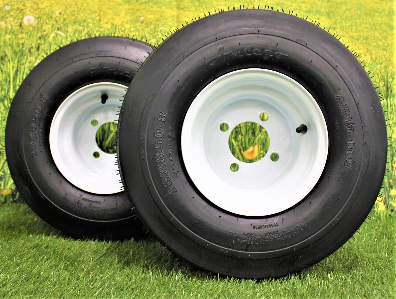 18x8.50-8 White Wheel Assembly Set - Image 2
