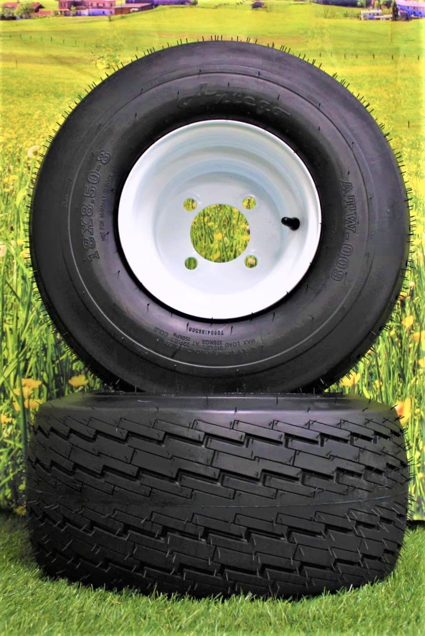 18x8.50-8 White Wheel Assembly Set - Image 3
