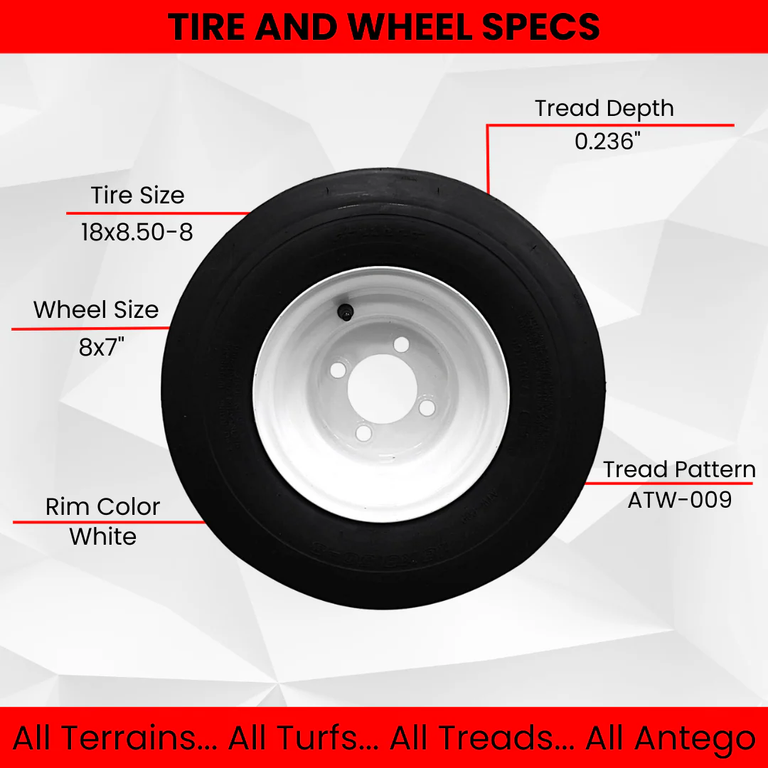 18x8.50-8 White Wheel Assembly Set - Image 6
