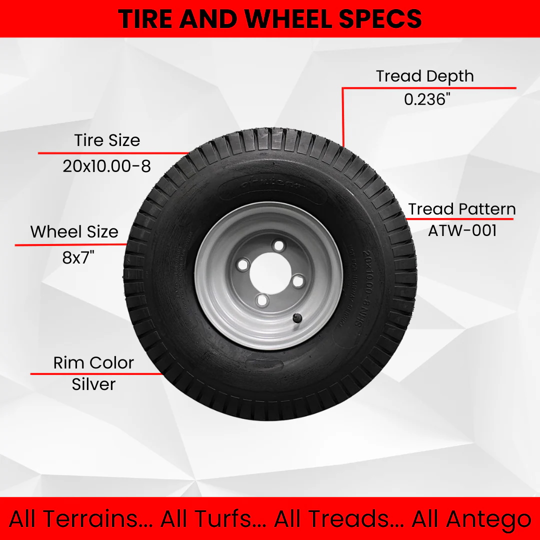 (Set of 4) (ATW-001) 20x10.00-8 Tires & Wheels 4 Ply for Lawn & Garden Mower (Compatible with Husqvarna)