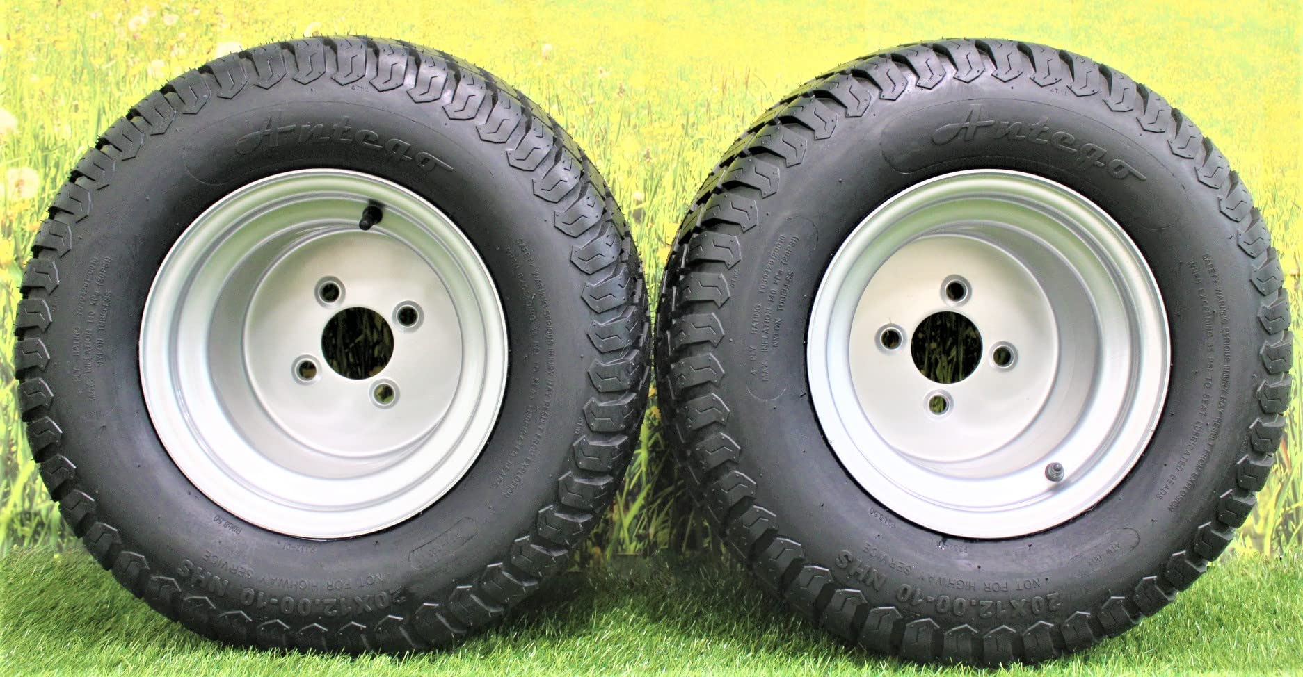 (Set of 2) 20x12.00-10 with 10x8.5 Hustler Chrome Silver Assembly - Image 6
