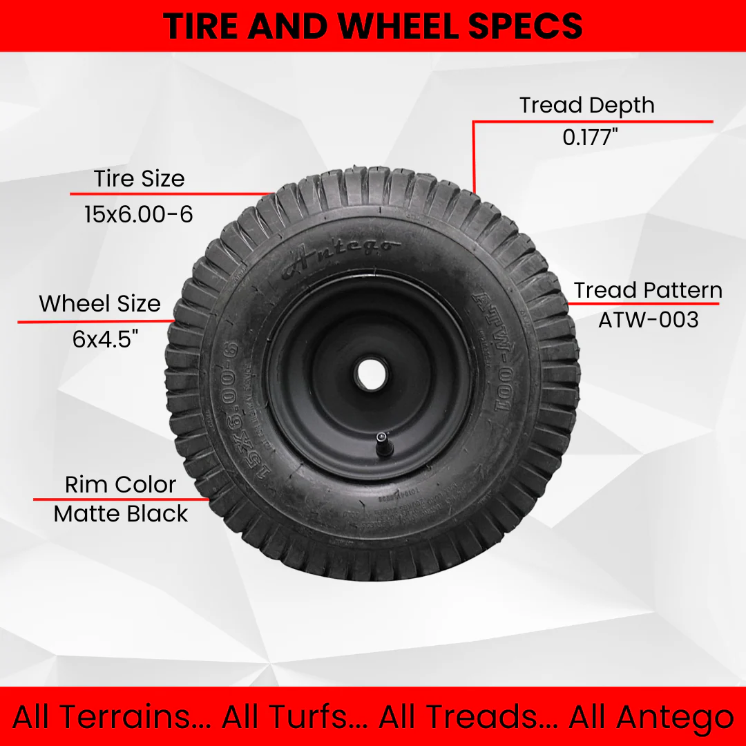 (Set of 4) Matte Black Universal Fit 15x6.00-6 Tires & Wheels 4 Ply for Lawn & Garden Mower Turf Tires .75" Bearing
