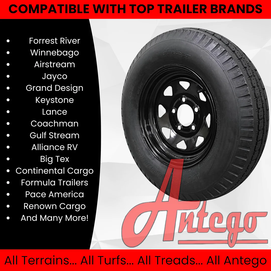 (Set of 4) Antego Tire and Wheel 185/80D13 Highway Terrain Trailer Tire & Wheel – 13.0-Inch Pre-Mounted Rim, 8-Ply-Ply Build, Perfect for Utility & Cargo Use | A130454510096206ST18580D13-B4 - Image 3