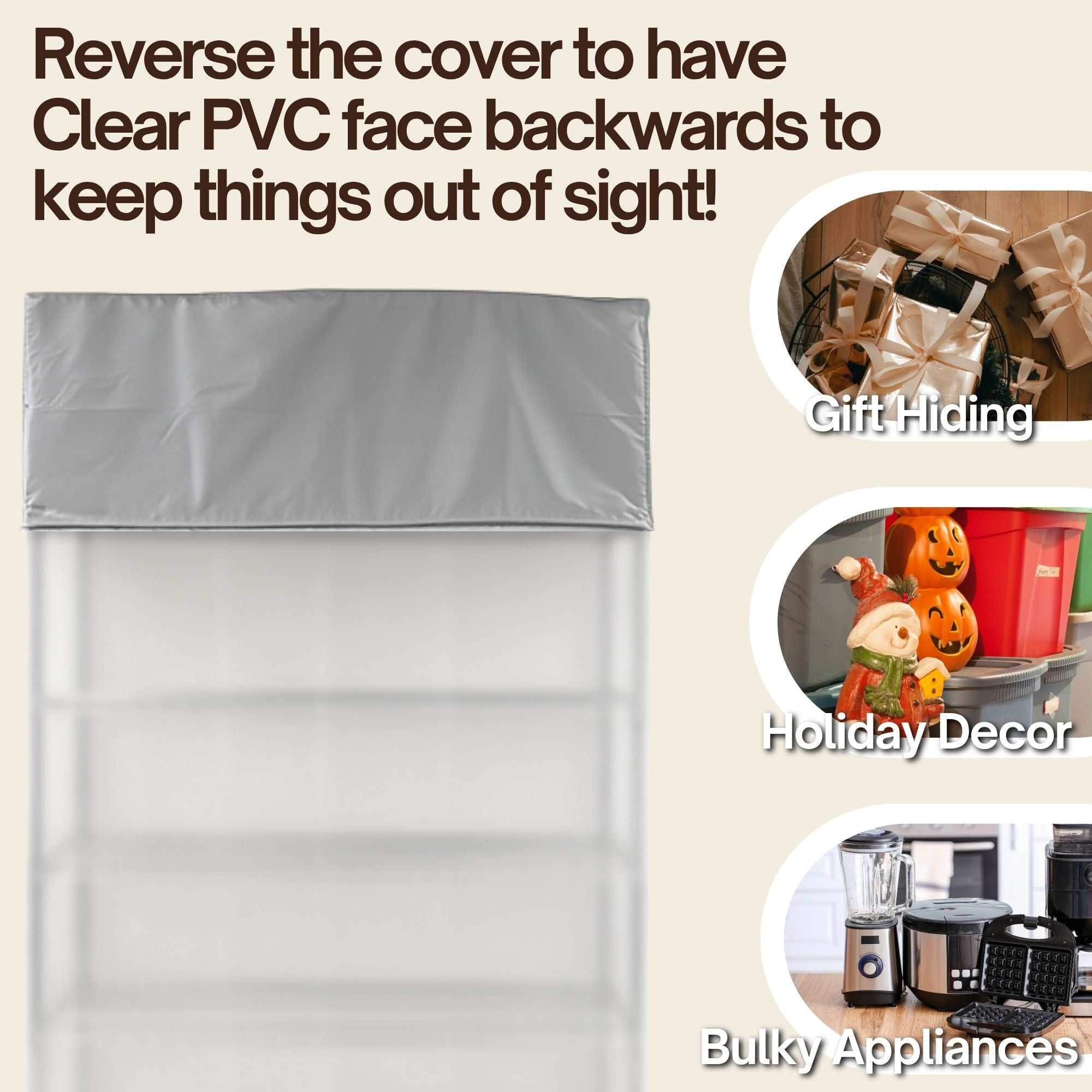 Storage Shelving Top Cover, 60"W x 24"D x 18"H, one side see through panel (Top Part ONLY) - Image 3