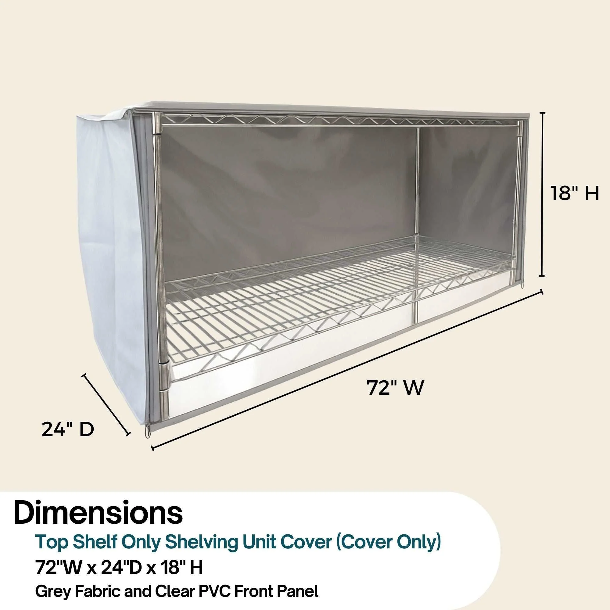 Storage Shelving Top Cover, 72"W x 24"D x 18"H, one side see through panel (Top Part ONLY) - Image 4