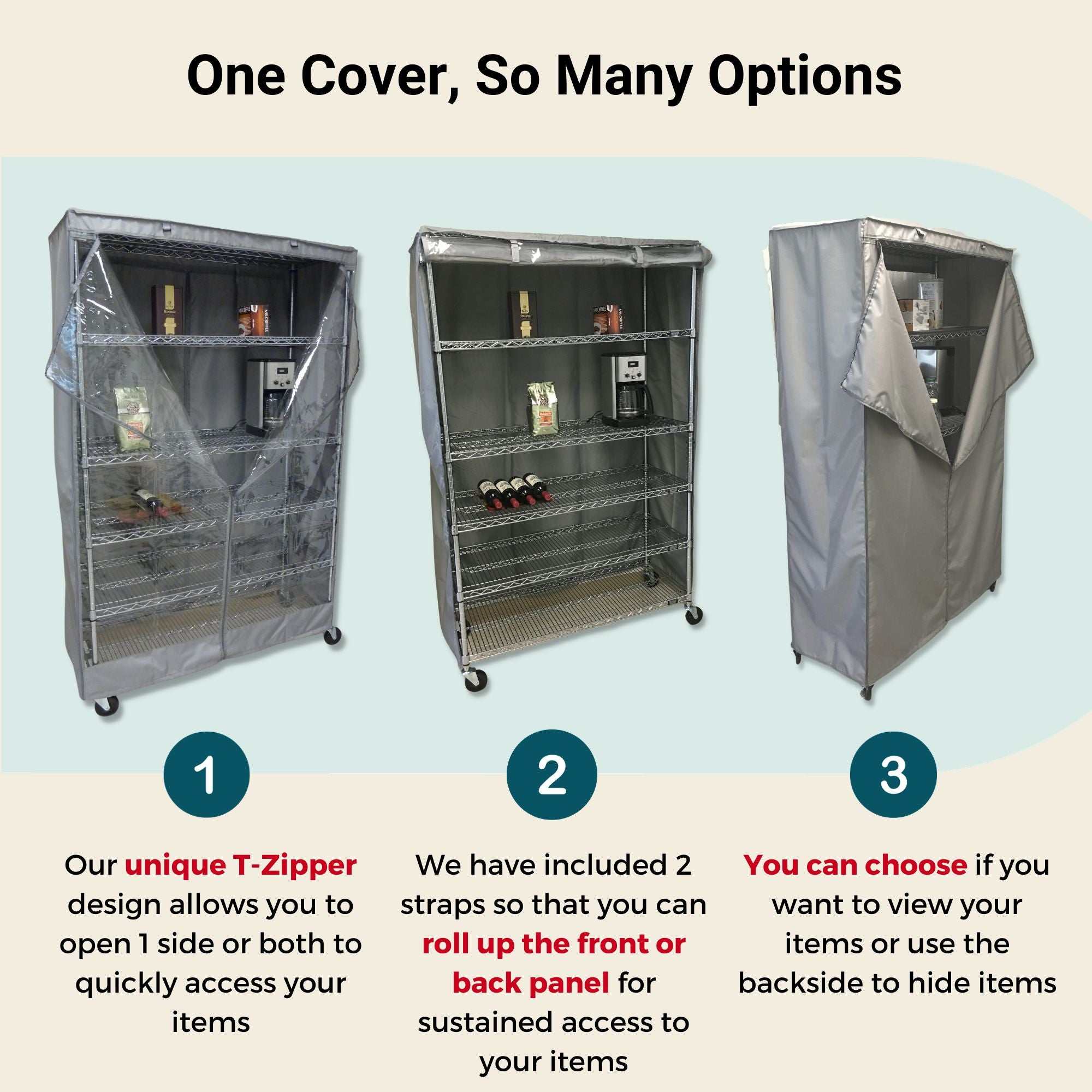 Storage Shelving Unit Cover, fits racks 30"W x 14"D x 60"H one side see through panel in Grey - Image 6