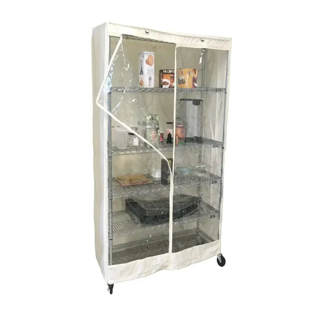 Storage Shelving Unit Cover, fits racks 30"W x 24"D x 72"H one side see through panel in Off White - Image 3