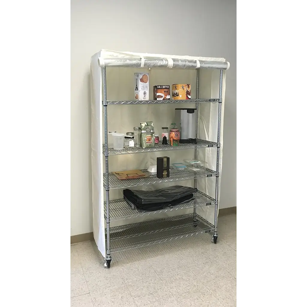 Storage Shelving Unit Cover, fits racks 30"W x 24"D x 72"H one side see through panel in Off White - Image 4