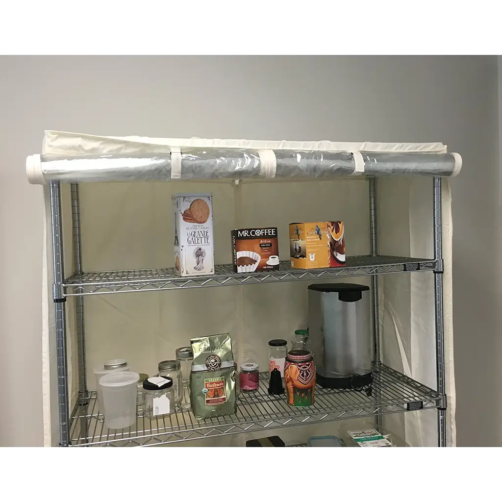 Storage Shelving Unit Cover, fits racks 30"W x 24"D x 72"H one side see through panel in Off White - Image 5