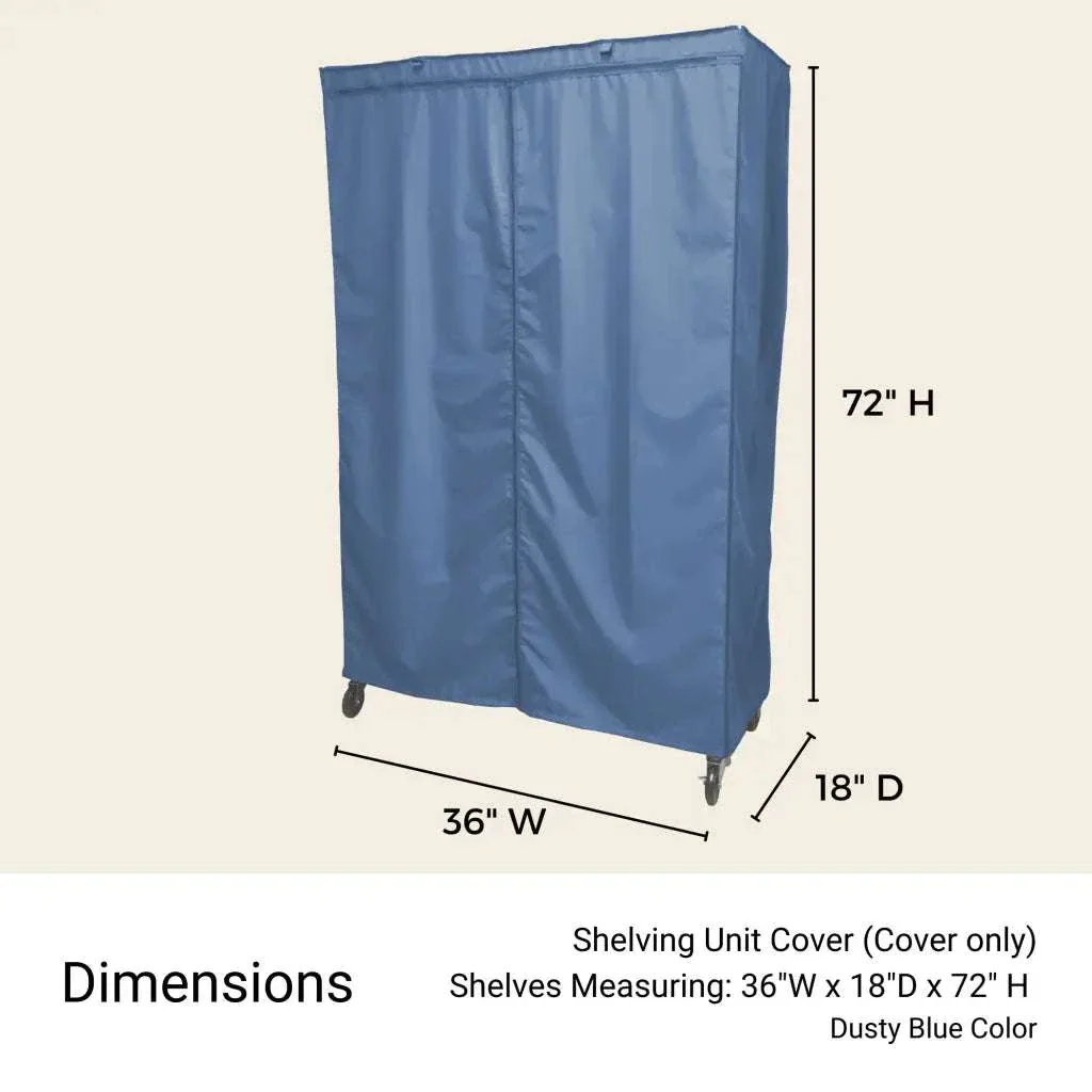 Storage Shelving Unit Cover, fits racks 36"W x 18"D x 72"H in Dusty Blue - Image 3