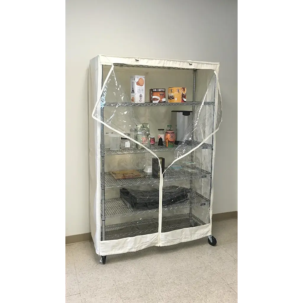Storage Shelving Unit Cover, fits racks 36"W x 18"D x 72"H one side see through panel in Off White - Image 4