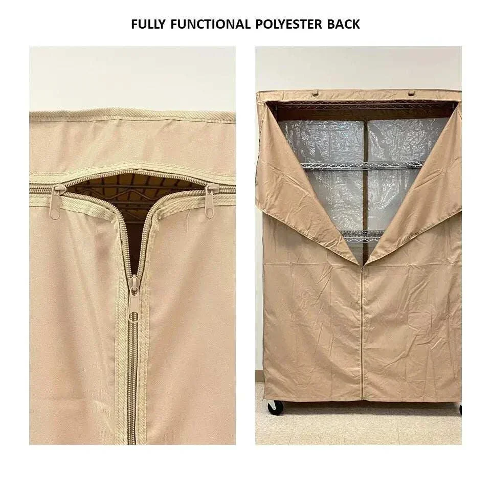 Storage Shelving Unit Cover, fits racks 48"W x 18"D x 72"H one side see through panel in Beige Khaki - Image 7