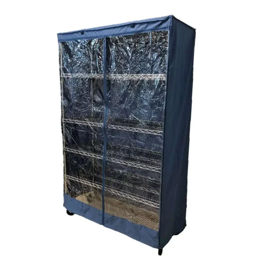 Storage Shelving Unit Cover, fits racks 48"W x 24"D x 72"H one side see through panel in Dusty Blue - Image 2