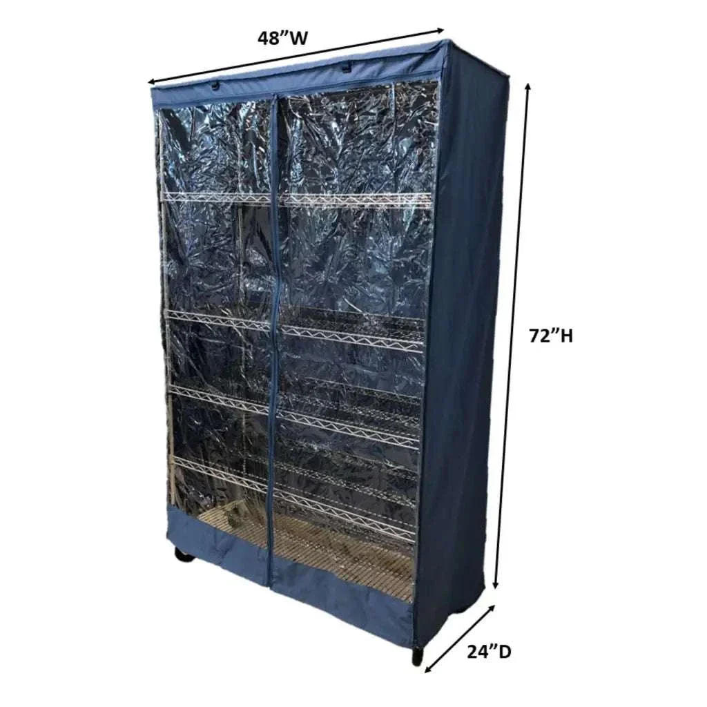 Storage Shelving Unit Cover, fits racks 48"W x 24"D x 72"H one side see through panel in Dusty Blue - Image 3