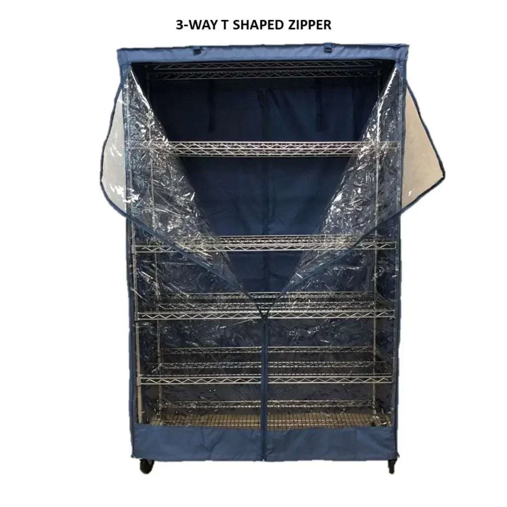Storage Shelving Unit Cover, fits racks 48"W x 24"D x 72"H one side see through panel in Dusty Blue - Image 4