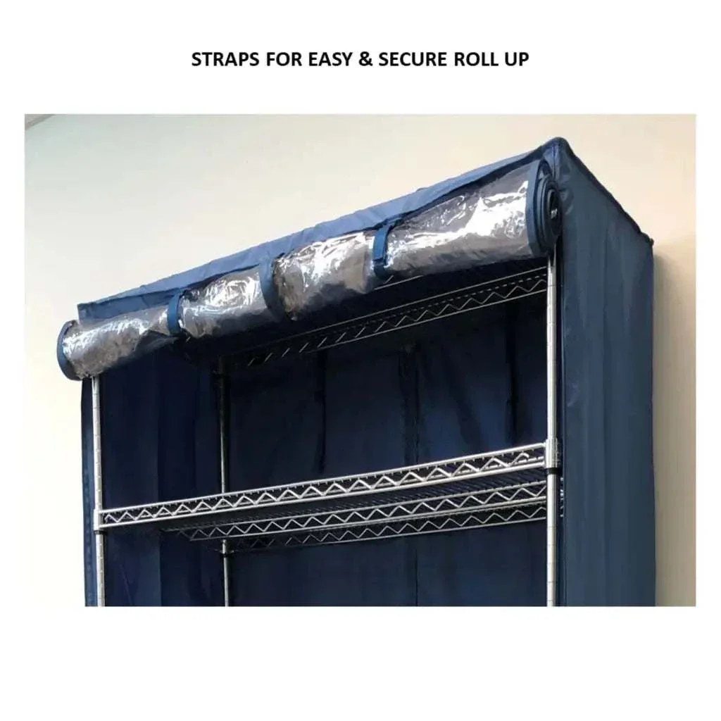 Storage Shelving Unit Cover, fits racks 48"W x 24"D x 72"H one side see through panel in Dusty Blue - Image 5